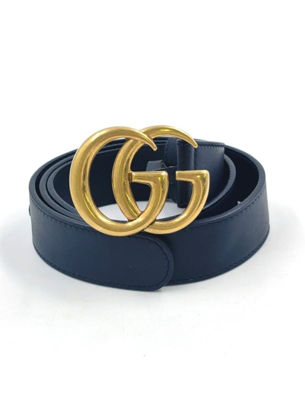 Gucci GG Marmont Leather Black Belt Gold